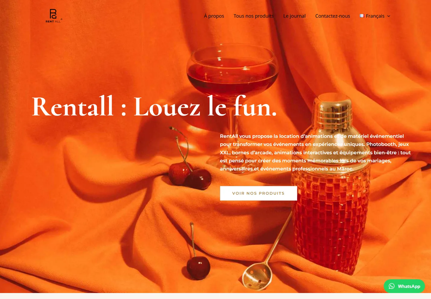 Page d’accueil du site RentAll