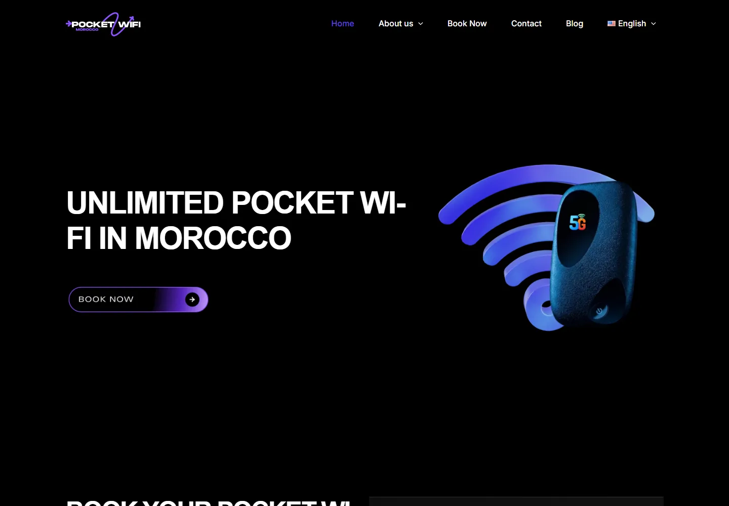 Page d’accueil du site Pocket WiFi Morocco