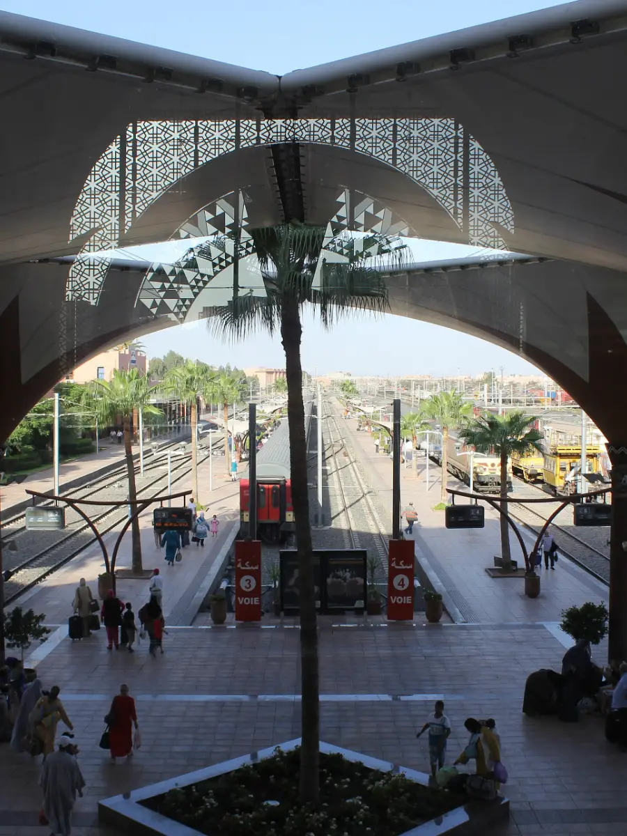 Marrakech station and its mashrabiya screens